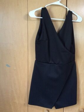 Studio Black Sleeveless V-Neck romper with Wrap Front